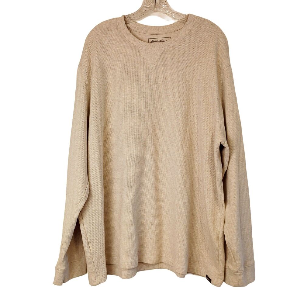 Eddie Bauer Waffle Knit Thermal Shirt Mens XXL Heather Oatmeal